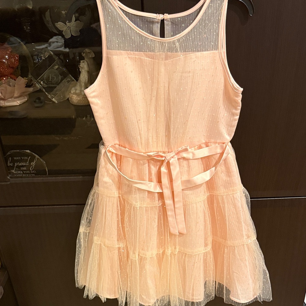 Blush by Us Angels Peach Tulle Kids Dress